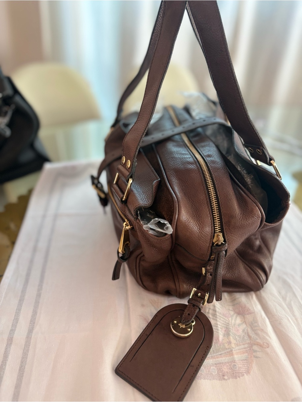 MULBERRY Designer Large Mabel Brown Pebbled Leather Shoulder Bag! Gold hardware! - Picture 13 of 16